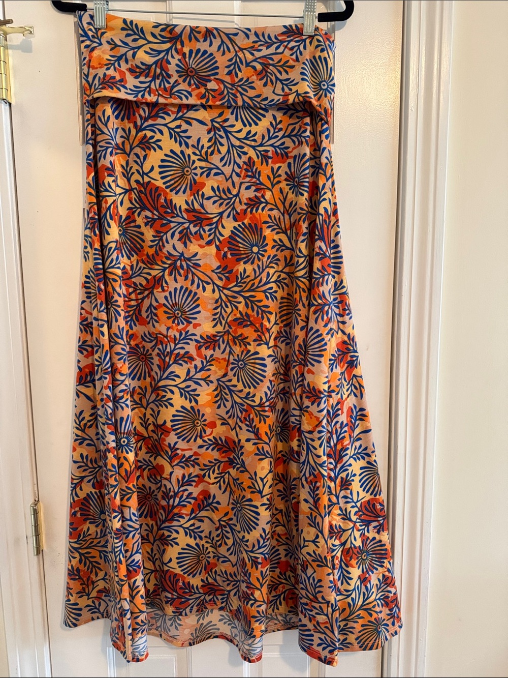 LuLaRoe Maxi Skirt in Peach, Navy & Orange Floral